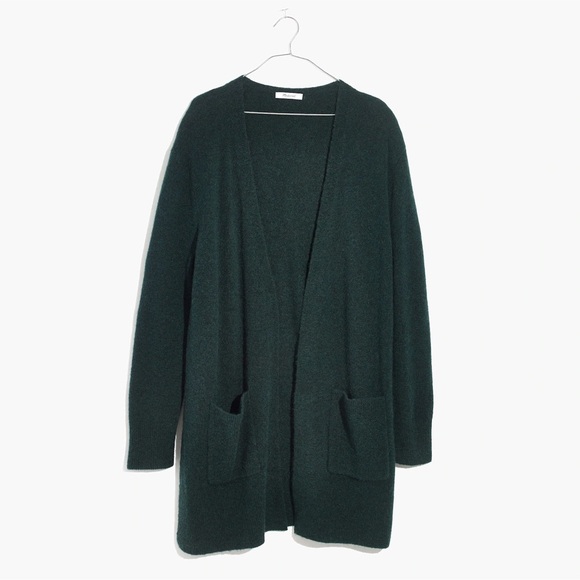 Madewell Kent Cardigan Sweater in Coziest Yarn Hthr Pine Green Small - Picture 1 of 9